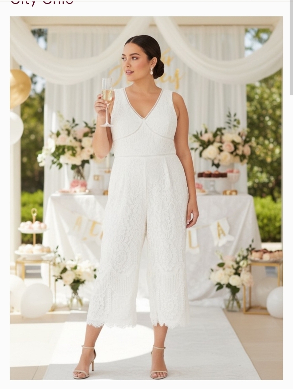 NWOT City Chic lace jumpsuit with a V-neck bodice  18